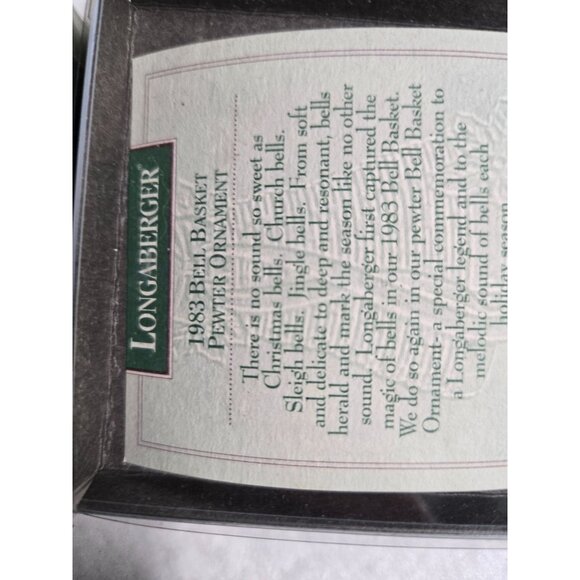 Longaberger Pewter Basket Ornament Set Of 4 With Red Ribbon In Original Box - Picture 8 of 16